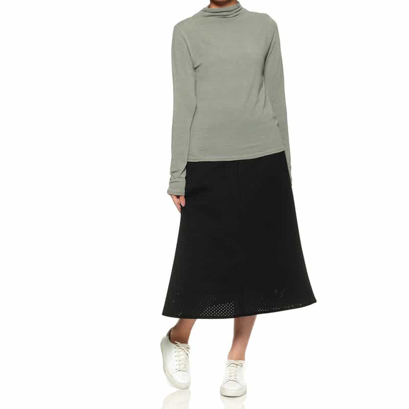 BARNEYS NEW YORK ウォッシャブル モックネックカットソー GRAY