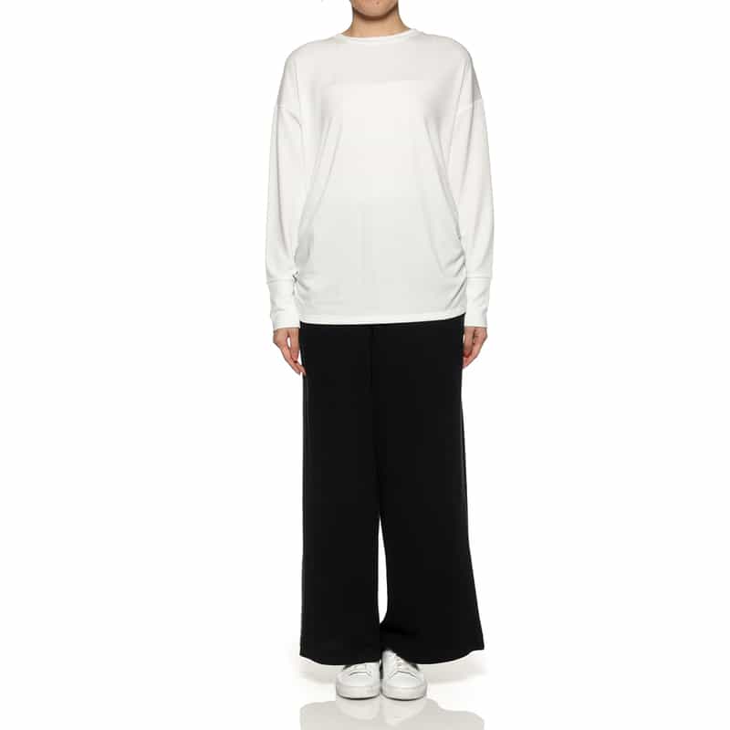 BARNEYS NEW YORK ウォッシャブル サイドギャザーカットソー WHITE