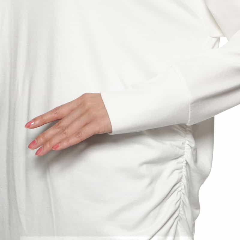 BARNEYS NEW YORK ウォッシャブル サイドギャザーカットソー WHITE