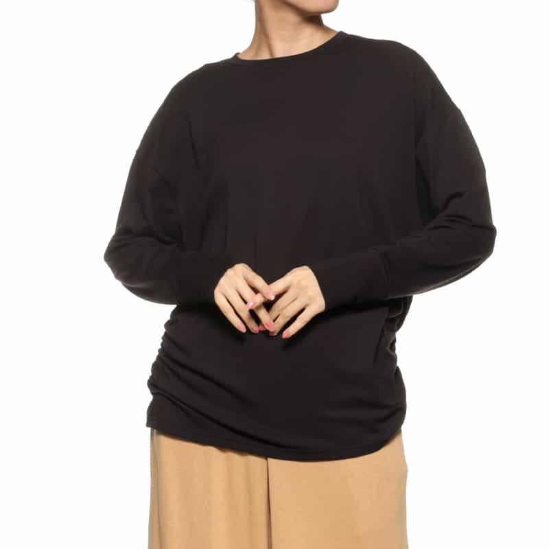 ウォッシャブル サイドギャザーカットソー