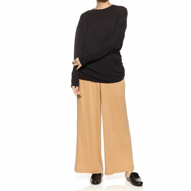 BARNEYS NEW YORK ウォッシャブル サイドギャザーカットソー BLACK