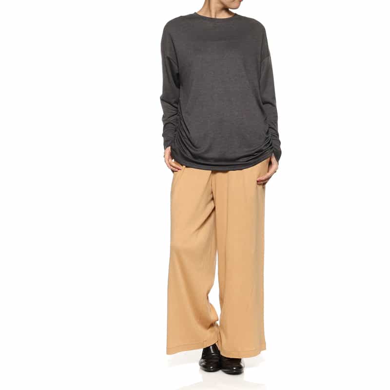 BARNEYS NEW YORK ウォッシャブル サイドギャザーカットソー GRAY