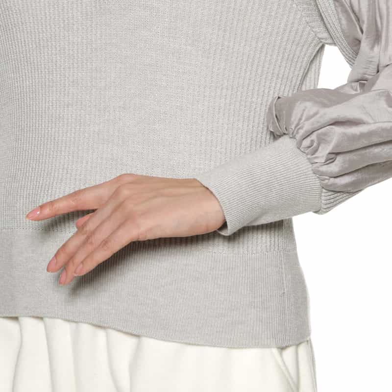 BARNEYS NEW YORK コンビネーション ニットプルオーバー GRAY