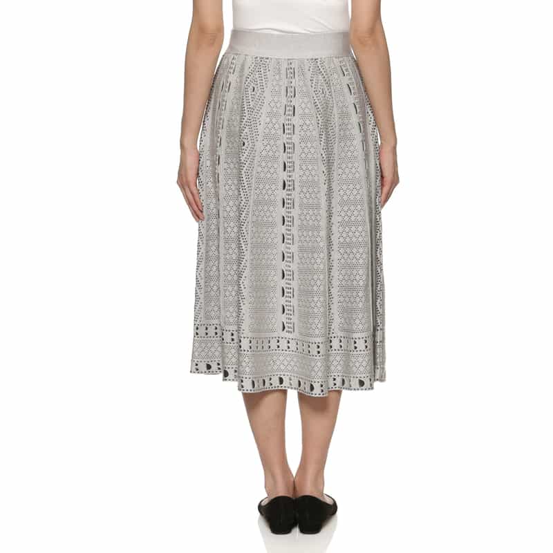 BARNEYS NEW YORK ジャガード柄ニットフレアスカート GRAY