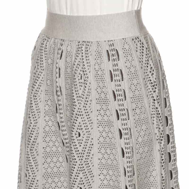 BARNEYS NEW YORK ジャガード柄ニットフレアスカート GRAY