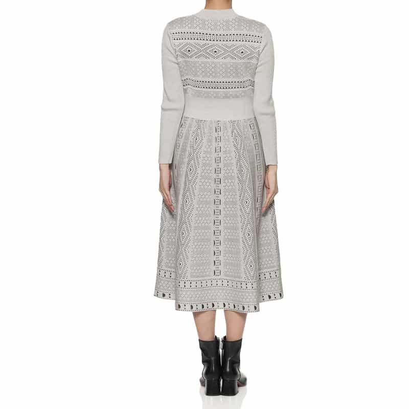 BARNEYS NEW YORK ジャガード柄ニットドレス GRAY