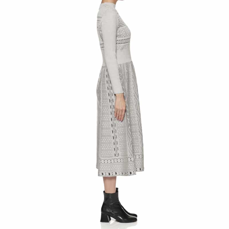 BARNEYS NEW YORK ジャガード柄ニットドレス GRAY