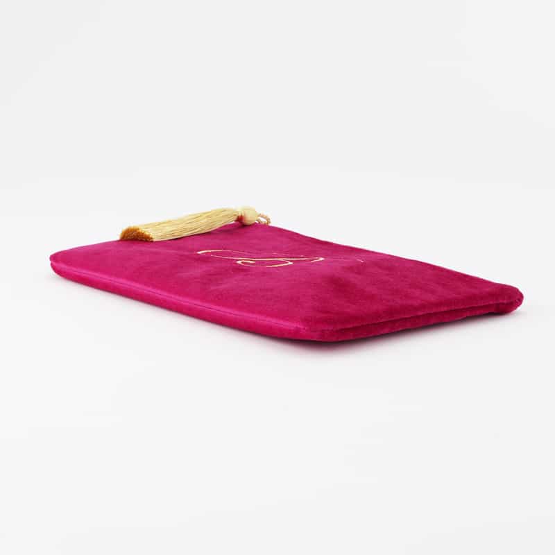 BARNEYS NEW YORK タッセル付きベルベットポーチ PINK