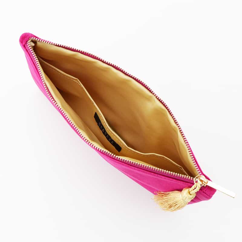 BARNEYS NEW YORK タッセル付きベルベットポーチ PINK
