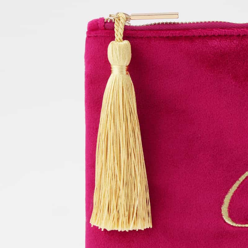 BARNEYS NEW YORK タッセル付きベルベットポーチ PINK