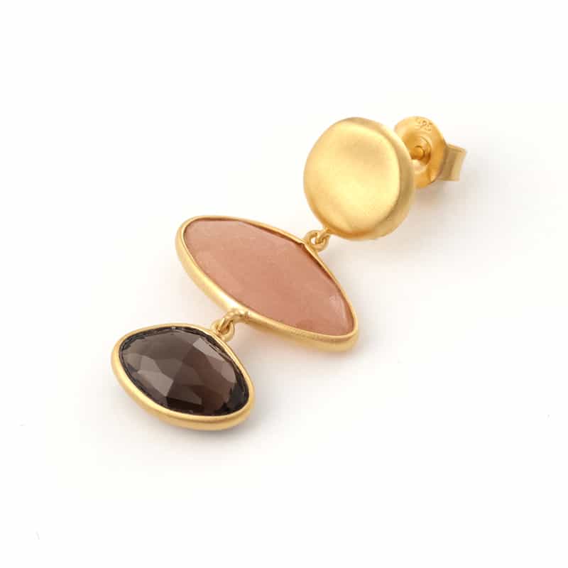 LA SOEUR LA SOEUR ＜ラ スール＞ ピアス（オレンジムーンストーン×スモーキークォーツ） NONE