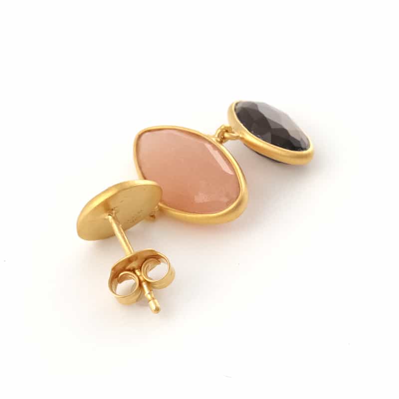 LA SOEUR LA SOEUR ＜ラ スール＞ ピアス（オレンジムーンストーン×スモーキークォーツ） NONE