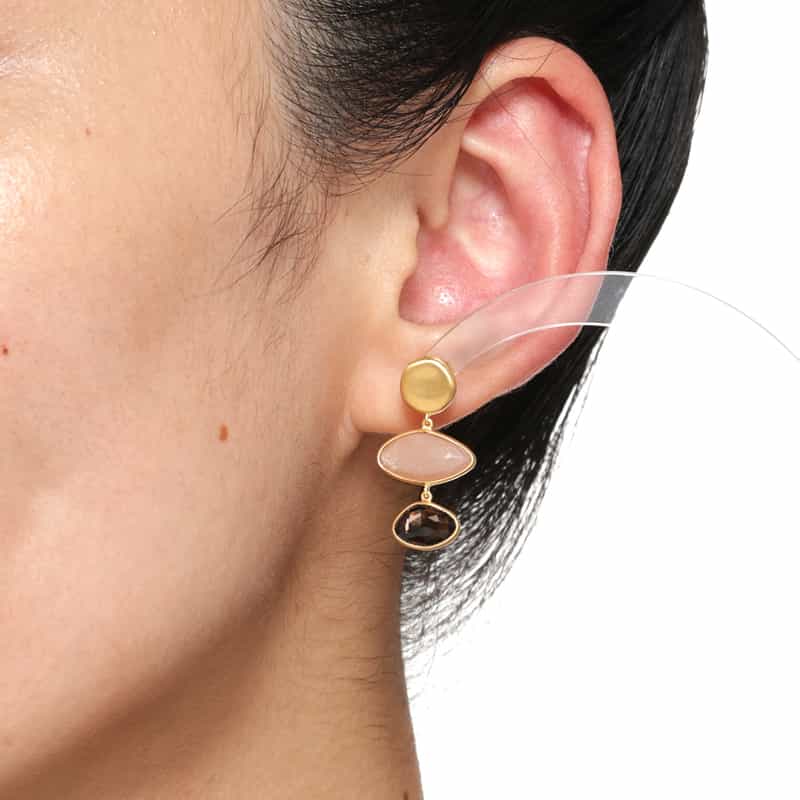 LA SOEUR LA SOEUR ＜ラ スール＞ ピアス（オレンジムーンストーン×スモーキークォーツ） NONE