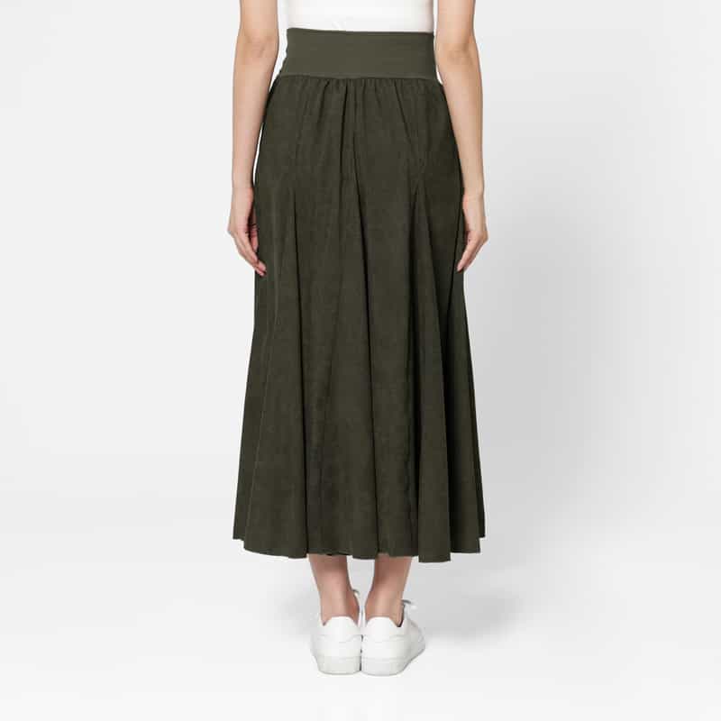 BARNEYS NEW YORK ウォッシャブル コーデュロイ素材フレアロングスカート KHAKI