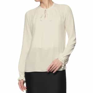 バックサテン地ブラウス