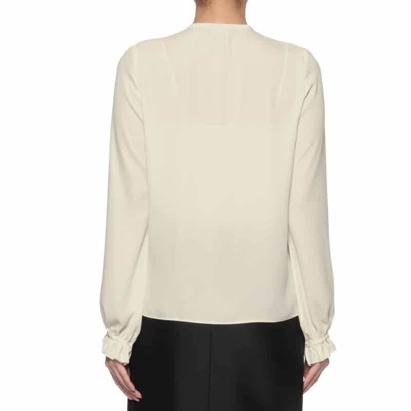 BARNEYS NEW YORK バックサテン地ブラウス WHITE