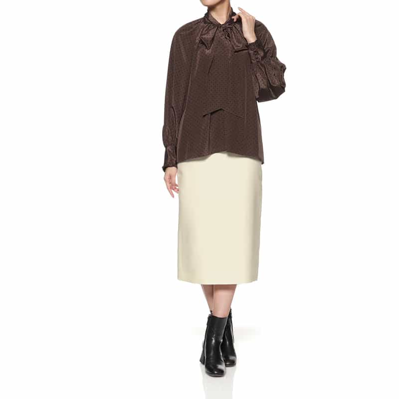 BARNEYS NEW YORK ツイル素材タイトスカート WHITE