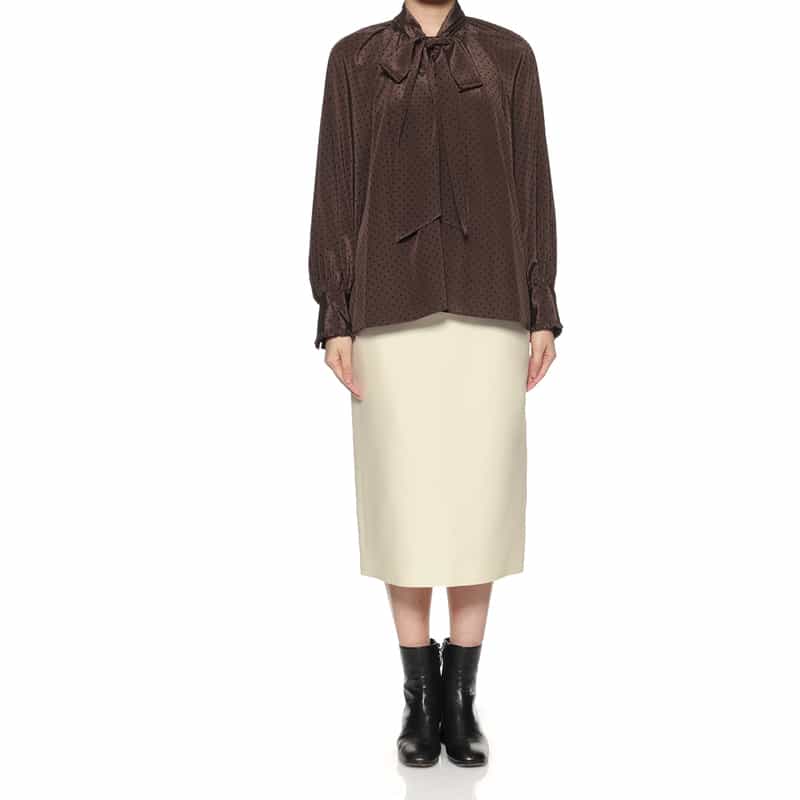 BARNEYS NEW YORK ツイル素材タイトスカート WHITE