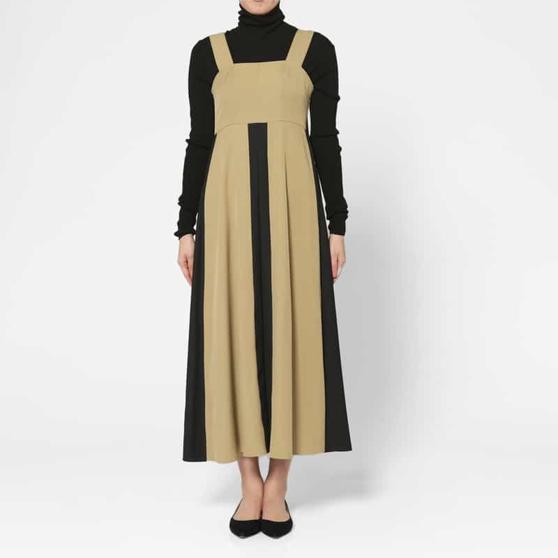 BARNEYS NEW YORK バイカラー ジャンパースカート BEIGE