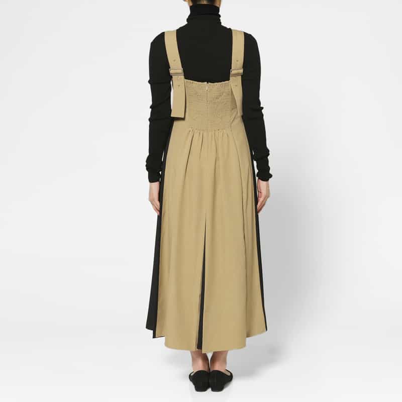 BARNEYS NEW YORK バイカラー ジャンパースカート BEIGE