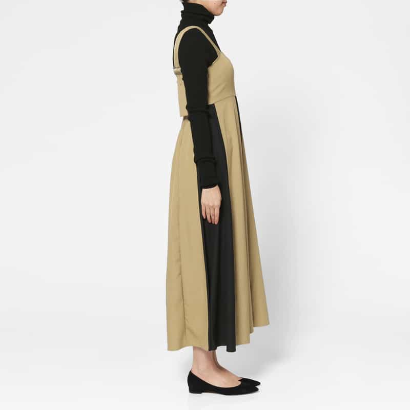 BARNEYS NEW YORK バイカラー ジャンパースカート BEIGE