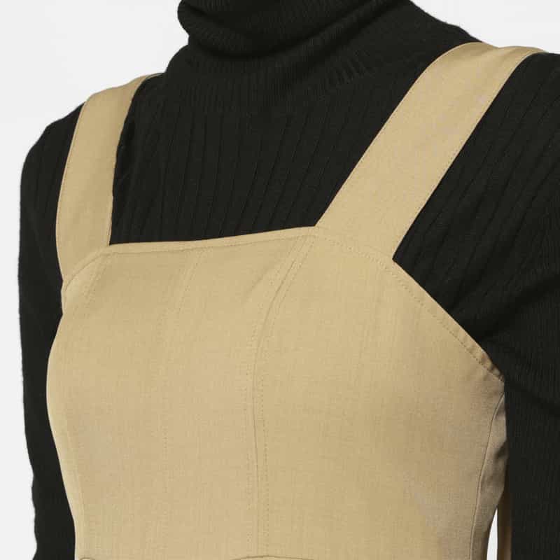 BARNEYS NEW YORK バイカラー ジャンパースカート BEIGE