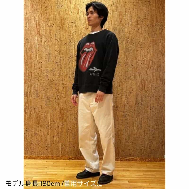 BARNEYS NEW YORK ＜ザ・ローリング・ストーンズ＞ロゴ入りスウェットプルオーバー BLACK