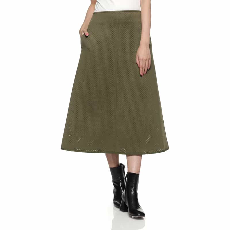 ウォッシャブル パンチング加工Aラインスカート