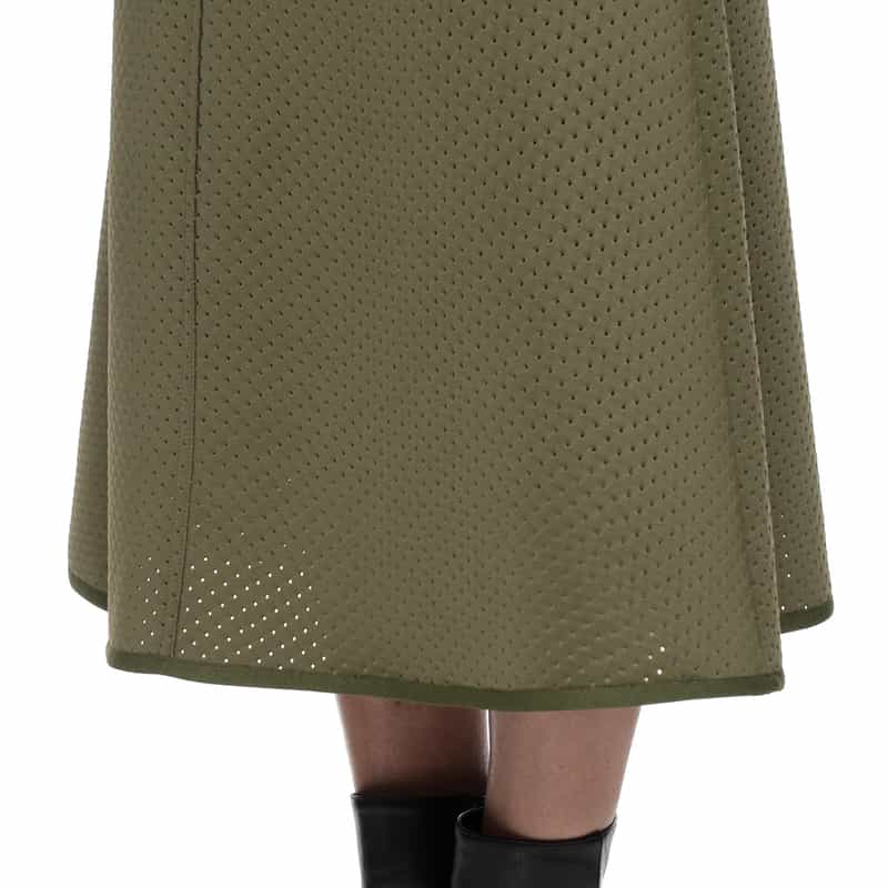 BARNEYS NEW YORK ウォッシャブル パンチング加工Aラインスカート KHAKI