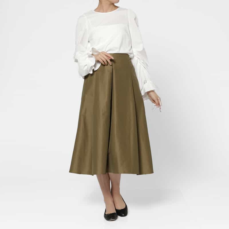 BARNEYS NEW YORK ウォッシャブル シャンブレータフタスカート BEIGE