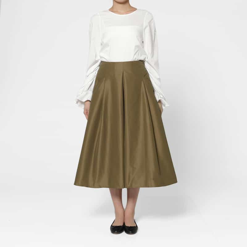 BARNEYS NEW YORK ウォッシャブル シャンブレータフタスカート BEIGE