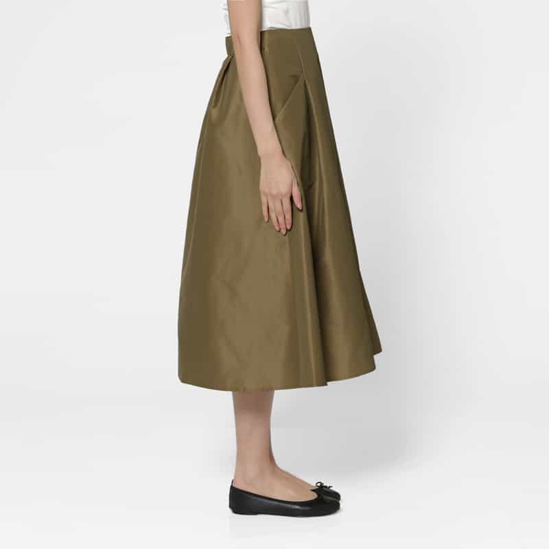 BARNEYS NEW YORK ウォッシャブル シャンブレータフタスカート BEIGE