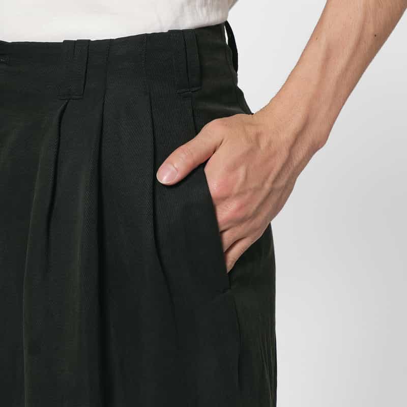 YOKE YOKE＜ヨーク＞ セットアップ リネン×シルク素材 イージーパンツ BLACK