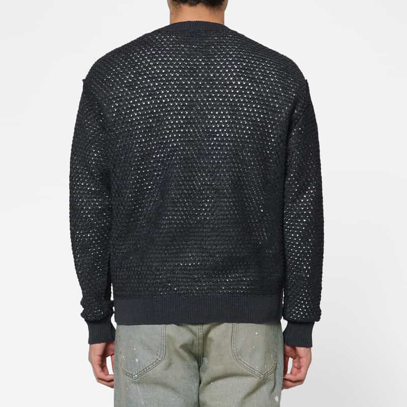 YOKE YOKE＜ヨーク＞ メッシュ素材クルーネックニットプルオーバー NAVY