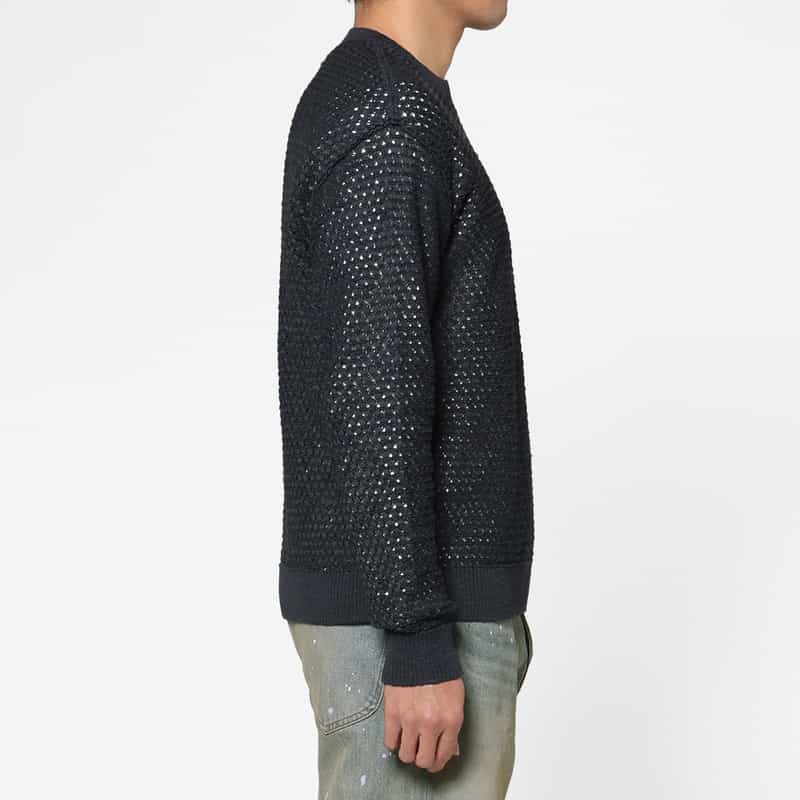 YOKE YOKE＜ヨーク＞ メッシュ素材クルーネックニットプルオーバー NAVY