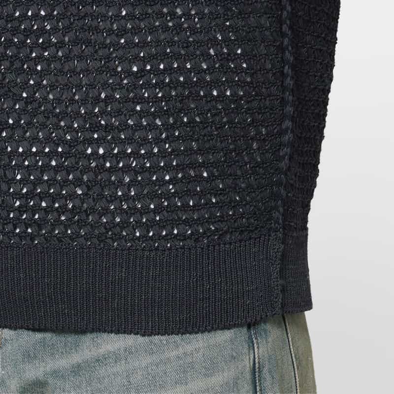 YOKE YOKE＜ヨーク＞ メッシュ素材クルーネックニットプルオーバー NAVY