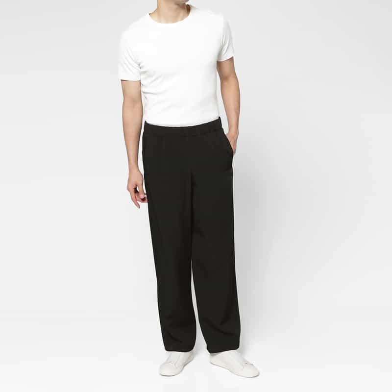 OVERCOAT OVERCOAT＜オーバーコート＞ ドローコード付きワイドパンツ BLACK