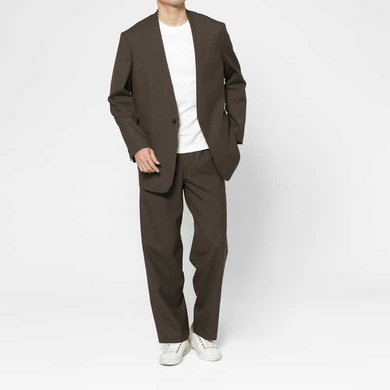 OVERCOAT OVERCOAT＜オーバーコート＞ バーニーズ　ニューヨーク限定 セットアップノーカラージャケット BROWN