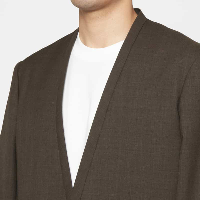 OVERCOAT OVERCOAT＜オーバーコート＞ バーニーズ　ニューヨーク限定 セットアップノーカラージャケット BROWN