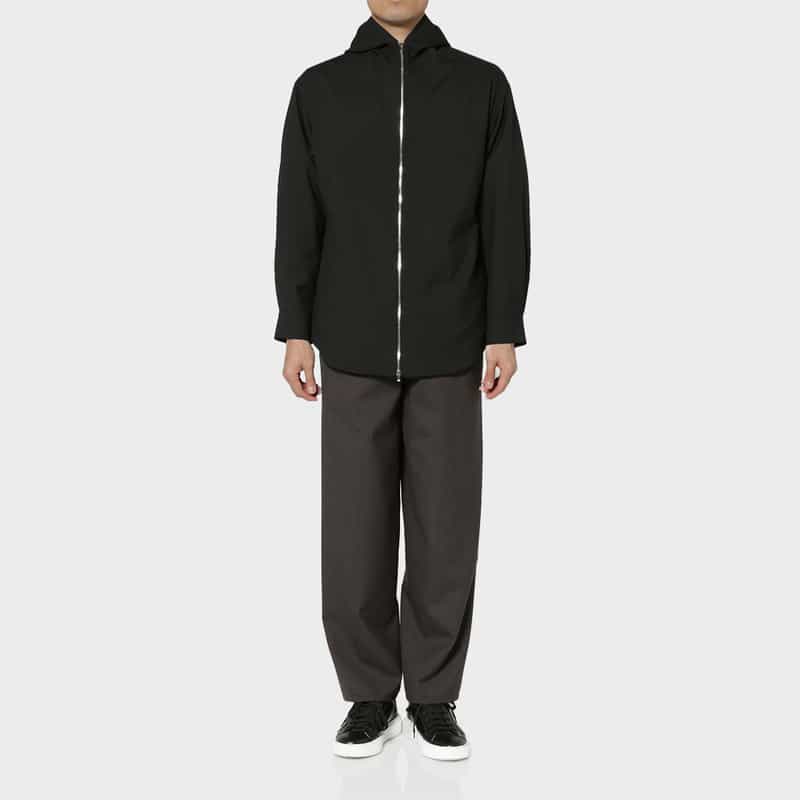 OVERCOAT OVERCOAT＜オーバーコート＞ ジップアップフード付きシャツ BLACK