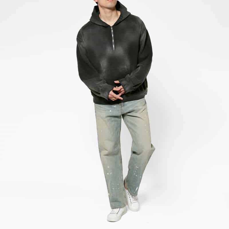 ANCELLM ANCELLM＜アンセルム＞ ハーフジップスウェットフーディ BLACK