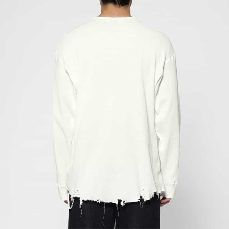 ANCELLM ANCELLM＜アンセルム＞ ダメージ加工ワッフルプルオーバー WHITE