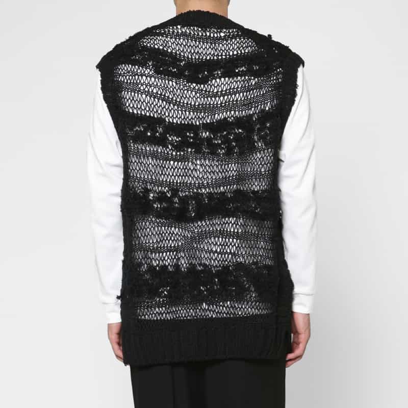 YOHJI YAMAMOTO YOHJI YAMAMOTO ＜ヨウジ ヤマモト＞ ボーダー柄ニットベスト BLACK