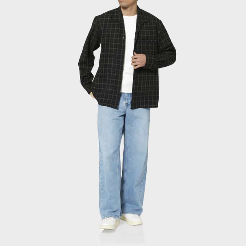 VUJA DE VUJA DE＜ヴジャ　デ＞ チェック柄オープンカラーシャツ BLACK