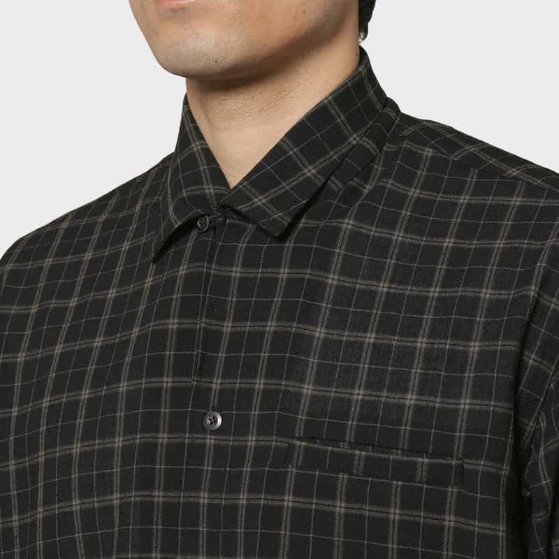 VUJA DE VUJA DE＜ヴジャ　デ＞ チェック柄オープンカラーシャツ BLACK