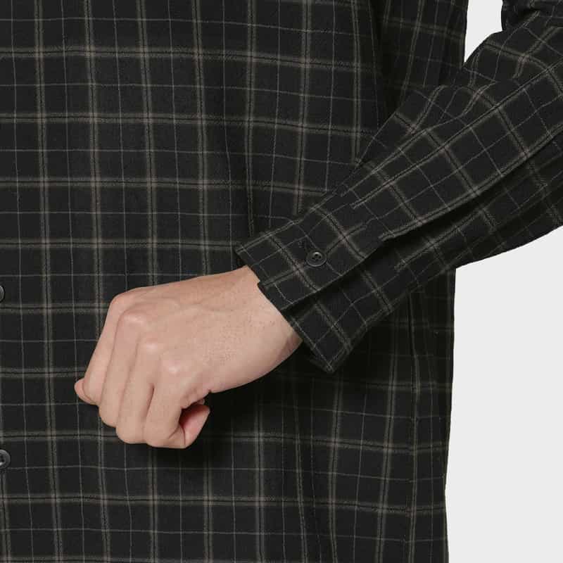 VUJA DE VUJA DE＜ヴジャ　デ＞ チェック柄オープンカラーシャツ BLACK