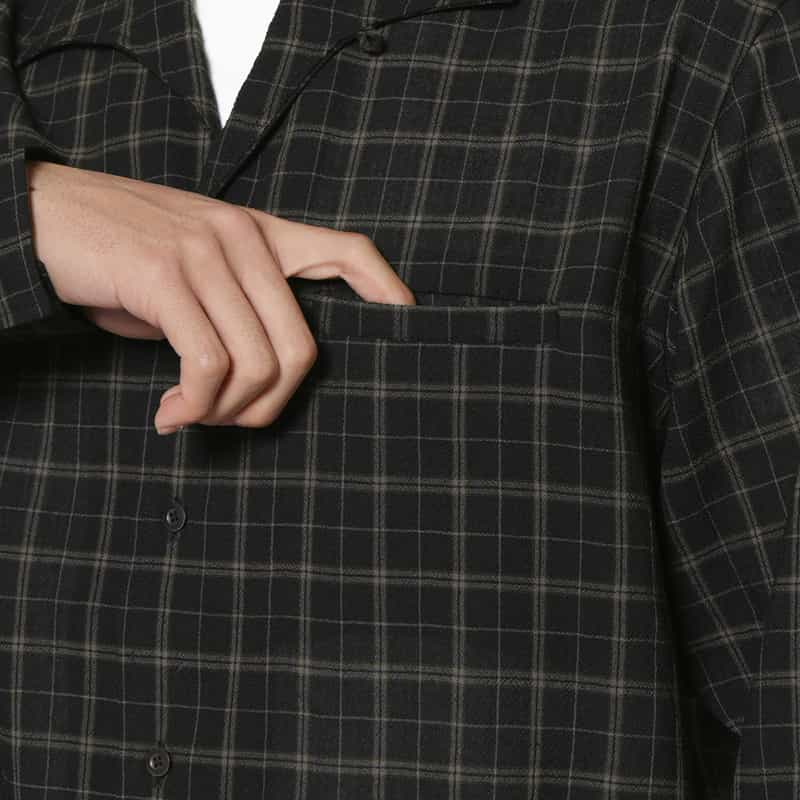 VUJA DE VUJA DE＜ヴジャ　デ＞ チェック柄オープンカラーシャツ BLACK