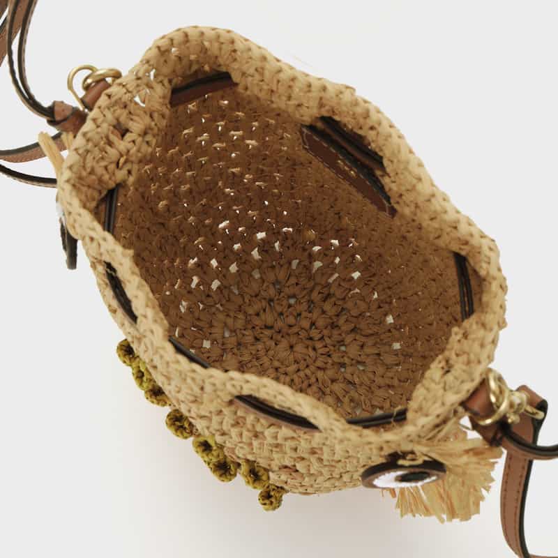 ANYA HINDMARCH ANYA HINDMARCH＜アニヤ ハインドマーチ＞ ラフィア素材バケットバッグ “Creatures“ BEIGE