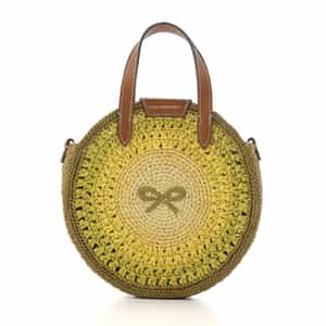 ANYA HINDMARCH＜アニヤ ハインドマーチ＞ ラフィア素材 ラウンド型2WAYバッグ（YELLOW）