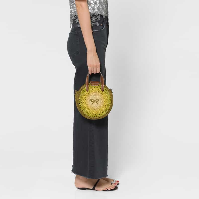 ANYA HINDMARCH ANYA HINDMARCH＜アニヤ ハインドマーチ＞ ラフィア素材 ラウンド型2WAYバッグ（YELLOW） YELLOW